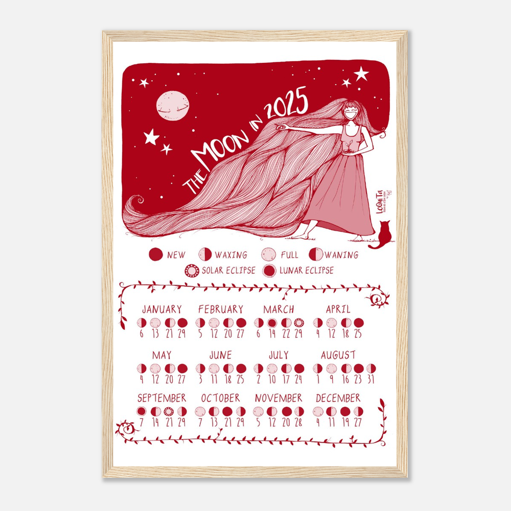 Lunar Calendar 2025 (Red, Framed) – South