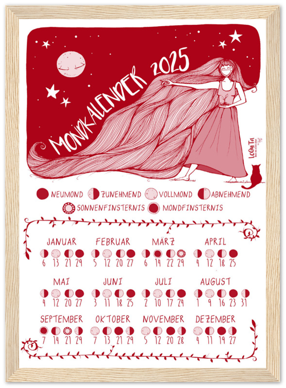 Lunar Calendar 2025 (Red, Framed) – South