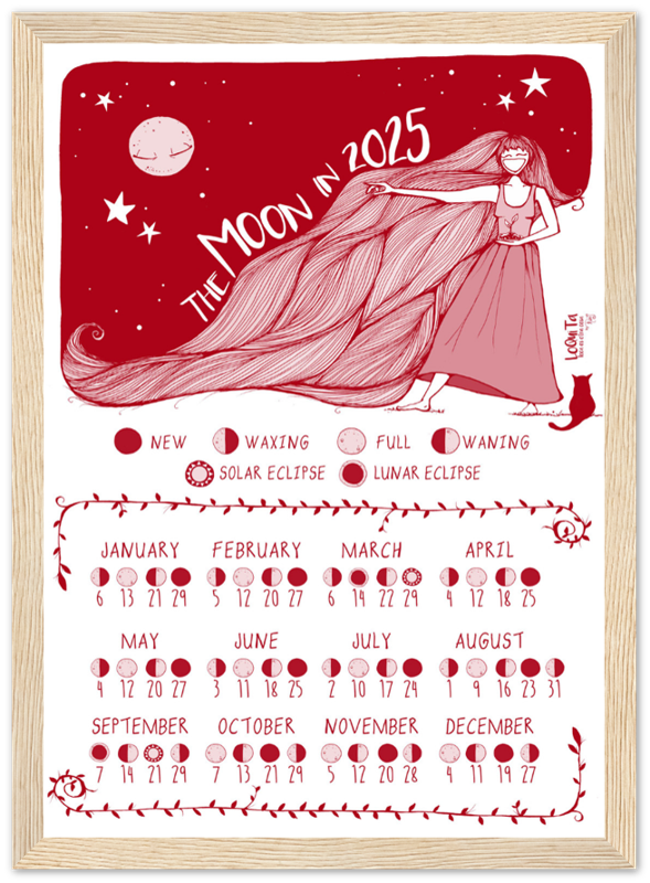 Lunar Calendar 2025 (Red, Framed) – South