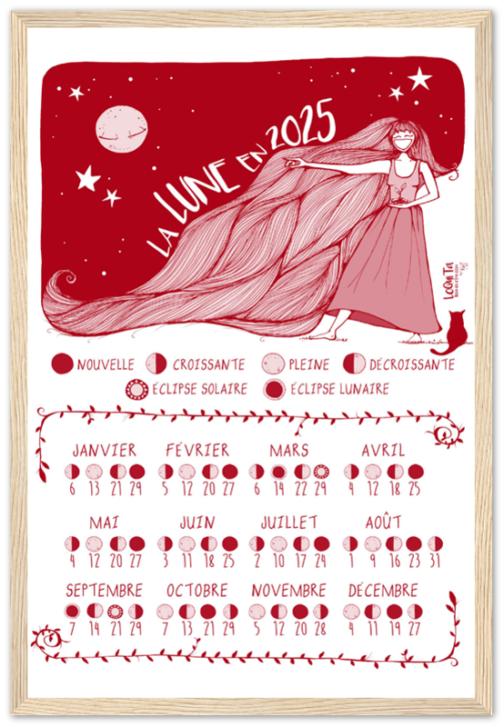 Lunar Calendar 2025 (Red, Framed) – South