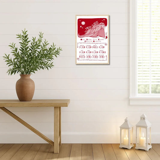 Lunar Calendar 2025 (Red, Framed) – North