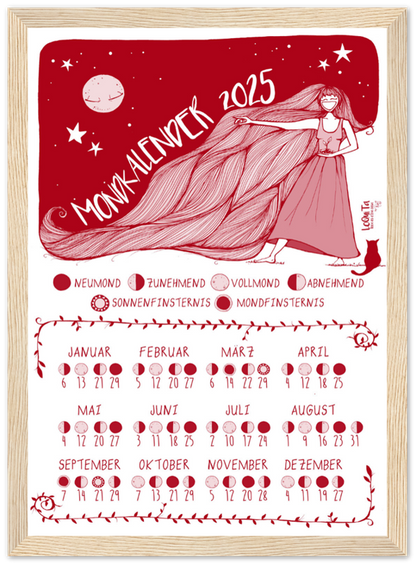 Lunar Calendar 2025 (Red, Framed) – South