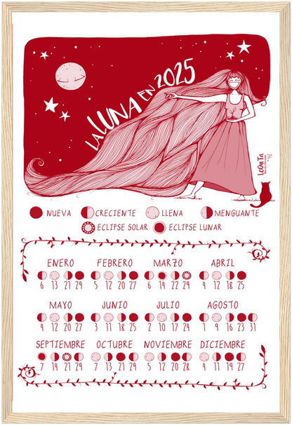 Lunar Calendar 2025 (Red, Framed) – North