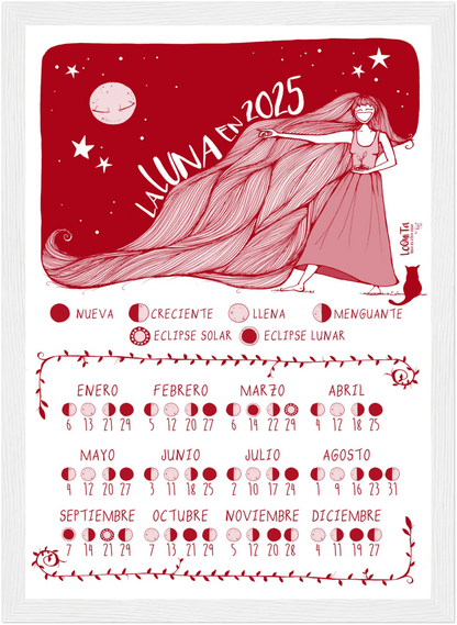 Lunar Calendar 2025 (Red, Framed) – North